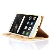 Huawei P9 Lite Gizli Mıknatıslı Pencereli Magnum Kılıf Gold - 3