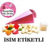bebek mevlüt şekeri mevlid hediyesi 10 adet külah içi dolu şekerli isim etiketli - 1