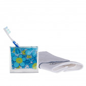 71452AB DİŞ FIRÇALIK MAVİ ÇİÇEKLİ AKRİLİK 10X10X3CM thumbnail 2