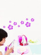 XFG028 DUVAR SÜSÜ PEMBE ÇİÇEKLİ ŞEFFAF FİLMLİ PVC 48X33X0''5CM - 2