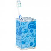 70317D1 DİŞ FIRÇALIK MAVİ ÇİÇEKLİ AKRİLİK 6X6X12CM thumbnail 1