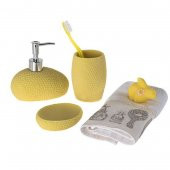 Sarı petek desenli 3 lü banyo seti - 1