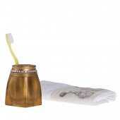 YJS090-B1 DİŞ FIRÇALIK TAŞLI ALTIN POLİRESİN 7X7X10CM thumbnail 1