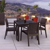Siesta Baliza Rattan 4 Sandalyeli Kare Camlı Bahçe Masa Takımı - 1