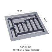 Çekmece içi Kaşıklık 55 x 49 cm Gri Mutfak Çekmece Düzenleyici - 2