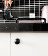 Porselen Düğme Tek Vidalı Mat Siyah Mobilya Dolap Kulp - 4