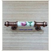 PORSELEN KULP DOLAP ÇEKMECE PEMBE GÜL BAKIR 64 MM SÜPER... - 1