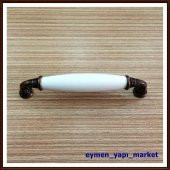 PORSELEN KULP DOLAP ÇEKMECE BEYAZ BAKIR 128 MM - 1