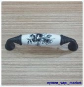 PORSELEN KULP DOLAP ÇEKMECE SİYAH GÜL 96 MM SİYAH SÜPER ÜRÜN.. - 1