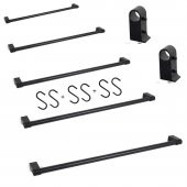 Mutfak Aksesuar Askı Borusu Set ve 6 Adet Kanca Set Siyah 40 cm - 2