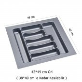 Çekmece İçi Kaşıklık 42 x 49 cm Gri Mutfak Çekmece Düzenleyici - 2