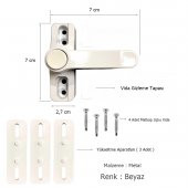Pvc Pencere Emniyet Çocuk Güvenlik Kilidi Düğmeli Metal Beyaz - 2