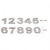 Yapışkanlı Plastik Rakam Posta Kutuları Için 2,5 cm Krom - 1