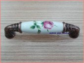 PORSELEN KULP DOLAP ÇEKMECE PEMBE GÜL 96 MM BAKIR.. - 1