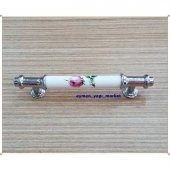 PORSELEN KULP PEMBE GÜL KROM 96 MM YENİ - 1