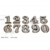 Yapışkanlı Lüx Rakam 5,5 cm Saten-Krom Çift Renk Çelik Kapı için - 2