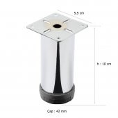 Mobilya Ayağı Metal 10 cm Alttan Ayarlı 42 mm Krom Ayak - 2