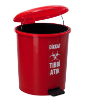 Safell Tıbbi Atık Çöp Kovası Pedallı 40 Lt Kırmızı - Atık Kovası - 1