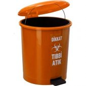 Safell Tıbbi Atık Çöp Kovası Pedallı 40 Lt - Atık Kovası - Turuncu - 1