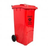 Safell Plastik Tıbbi Atık Çöp Konteyneri 120 Litre Konteyner A+ Kalite- Kırmızı - 1