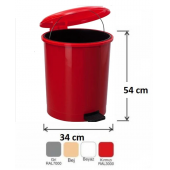 Safell Plastik Pedallı Çöp kovası 40 litre - İç Kovalı - Kırmızı - 2