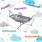 Norfolk Baby Sleep Oyuncaklı Sallanır Bebek Beşiği Hamak Beşik Sallanır Bebek Hamağı Gri - 1