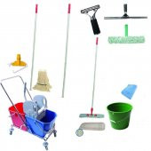 Safell Çift Kovalı Krom Temizlik Arabası Full Temizlik Seti Presli - 1