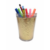 7822G-K KALEMLİK ALTIN YAPRAK DESENLİ OFİS GERECİ 9X9X12CM 370ML - 2