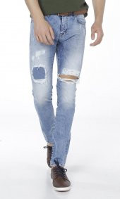 Grj Denim Yırtıklı Yamalı Slim Fit Erkek Kot Pantolon - 1