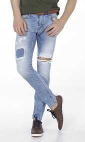 Grj Denim Yırtıklı Yamalı Slim Fit Erkek Kot Pantolon - 6