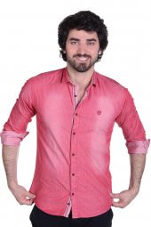 BRANGO 12510-8 DAR KESİM GARNİLİ PEMBE GÖMLEK - 1
