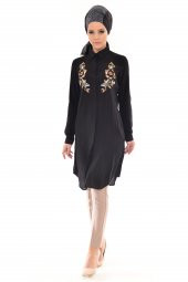 Eliza moda Nakışlı Tunik Siyah 0103-08 - 2
