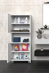 Mimilos D8 4 Kapaklı 4 Raflı Orta Bölmeli Banyo Dolabı - 1