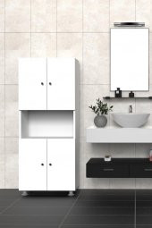 Mimilos D8 4 Kapaklı 4 Raflı Orta Bölmeli Banyo Dolabı - 2