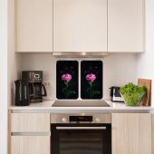 Ocak Koruyucu Kesme Tahtası 2 li Makaronlu Gül 30*52 cm - 1