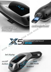 X5 Wifi Bluetooth Araç Kiti Fm USB Girişli FM Transmitter - 6