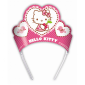 Hello Kitty Karton Taç Şapka 6 Adet Kız Çocuk Doğum Günü - 1