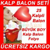 Kalp Balon + Kalpli Folyo 75cm Sevgiliye Doğum günü erkeğe HEDİYE - 1