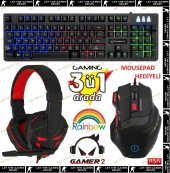 Frisby GAMEMAX GAMER-2 Multimedia Üçlü Işıklı Gaming Oyuncu Seti Işıklı Klavye Mouse Kulaklık Gaming Set Kampanyalı Fiyat - 1