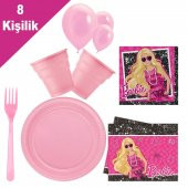 Barbie 8 Kişilik 6 Parça Doğum Günü Seti malzemeleri - 1
