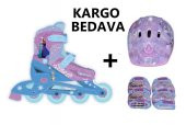 Frozen Elsa Paten Kask Dizlik Seti - 4 tekerlekli - 1