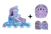 Frozen Elsa Paten Kask Dizlik Seti - 4 tekerlekli - 2