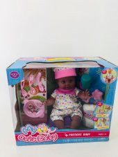 ALTINA İŞEYEN ZENCİ BEBEK SESLİ 9 AKSESUARLI BEZLİ BEBEK - 1