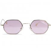 İmaj Steampunk Retro Tarz Gold Çerçeveli Altıgen Pembe Camlı Güneş Gözlüğü - 3