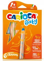 Carioca 42817 3 in 1 Jumbo Bebek Ahşap Gövdeli Boya Kalemi 6lı - 1