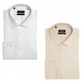 PINGÖMLEK KENSINGTON MONTELLO VESTA COMBO 9 İKİLİ SET ERKEK GÖMLEK DESENLİ BEYAZ BEJ - 1