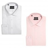 PINGÖMLEK KENSINGTON MONTELLO VESTA COMBO 10 İKİLİ SET ERKEK GÖMLEK DESENLİ BEYAZ PEMBE - 1