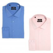 PINGÖMLEK KENSINGTON VESTA COMBO 17 İKİLİ SET ERKEK GÖMLEK ORTA MAVİ PEMBE - 1