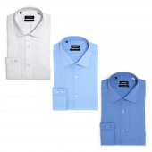 PINGÖMLEK KENSINGTON MONTELLO VESTA COMBO 31 ÜÇLÜ ERKEK GÖMLEK DESENLİ BEYAZ AÇIK MAVİ ORTA MAVİ - 1