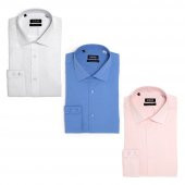 PINGÖMLEK KENSINGTON MONTELLO VESTA COMBO 36 ÜÇLÜ SET ERKEK GÖMLEK DESENLİ BEYAZ ORTA MAVİ PEMBE - 1